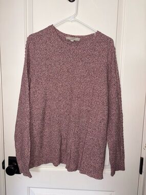 LOFT Pink Marled Crewneck Sweater